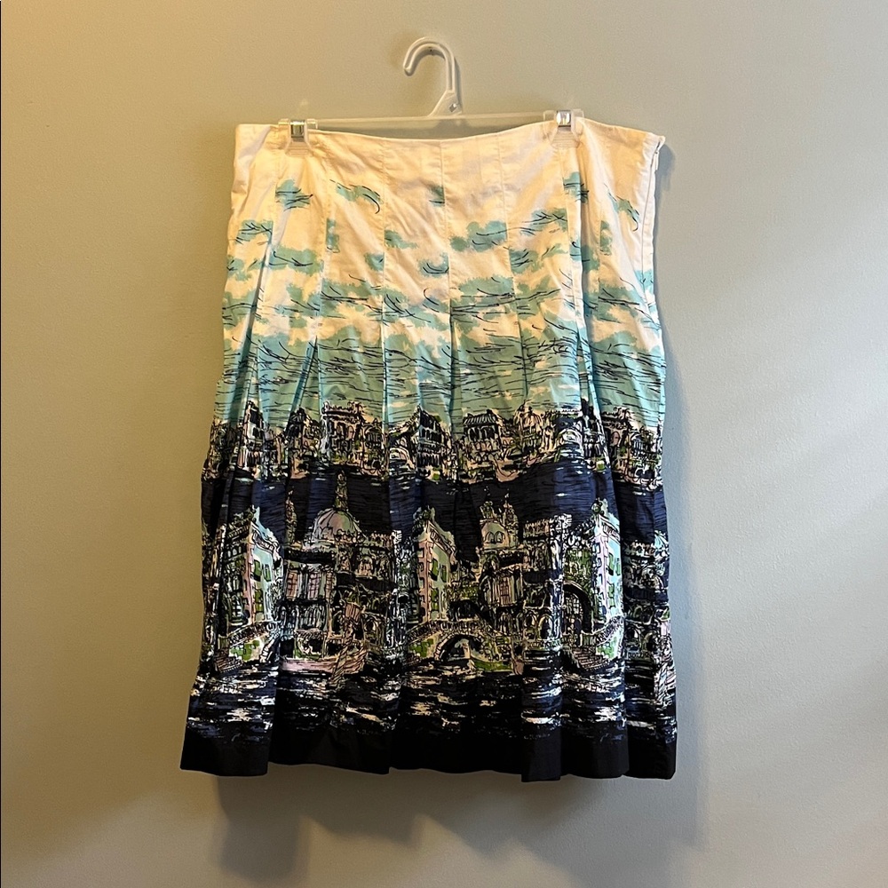Talbots A-Line Skirt - Blue, Green, and White